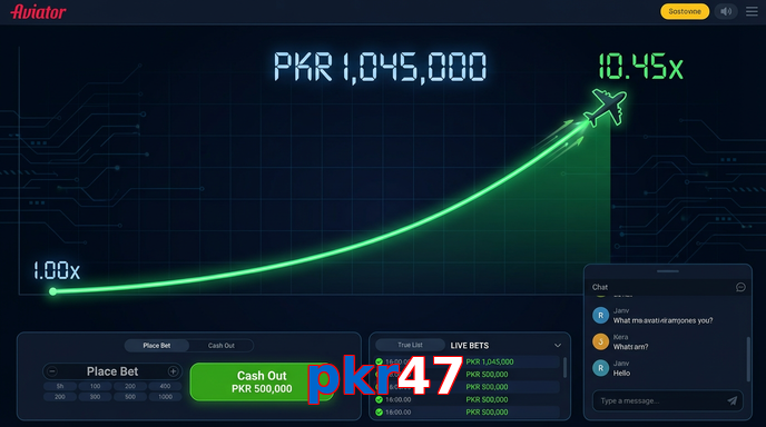 Main screen of Pkr47 aviator page for PK players