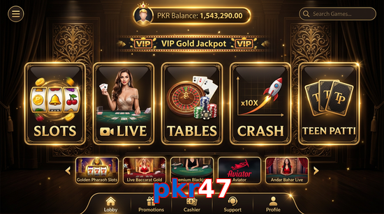 Main screen of Pkr47 casino page for PK players