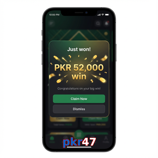 Main screen of Pkr47 win page for PK players